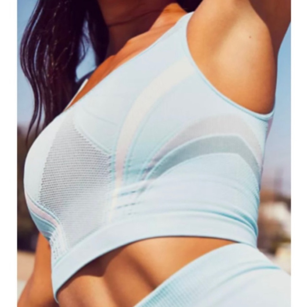 NWT Free People Movement The Essence Rib Crop Tank in Teal Combo - Picture 7 of 10